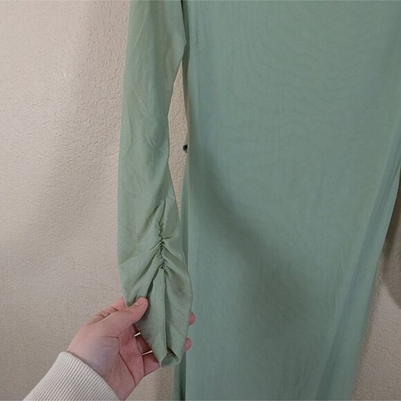 Here Comes the Sun Lustre Open Back Mesh Maxi Dress sz 10 Saige Green Fairy - Picture 5 of 11
